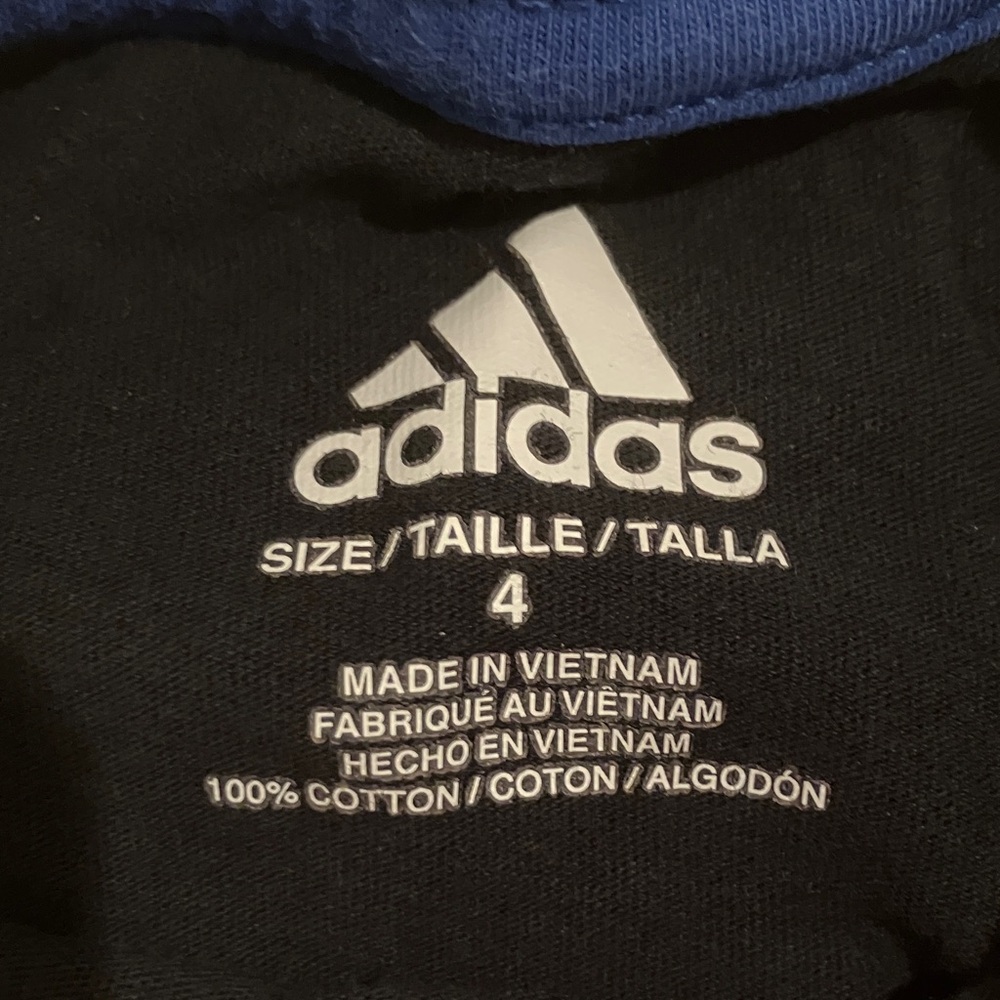 adidas Black Tee with Red and Blue Logo Block. Size 4 - Picture 2 of 5
